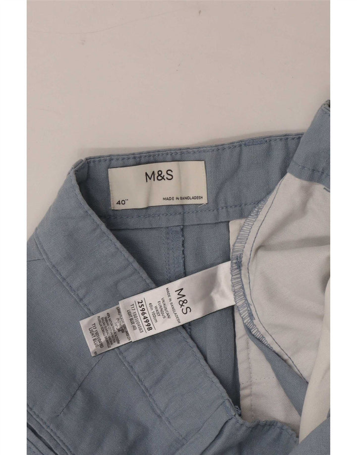 Pantaloncini chino da uomo Marks & Spencer W40 XL lino blu