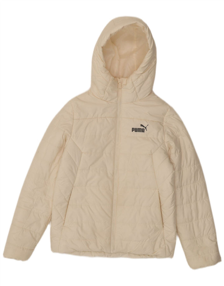 Giacca imbottita con cappuccio da donna Puma UK 10 piccola bianca in poliestere