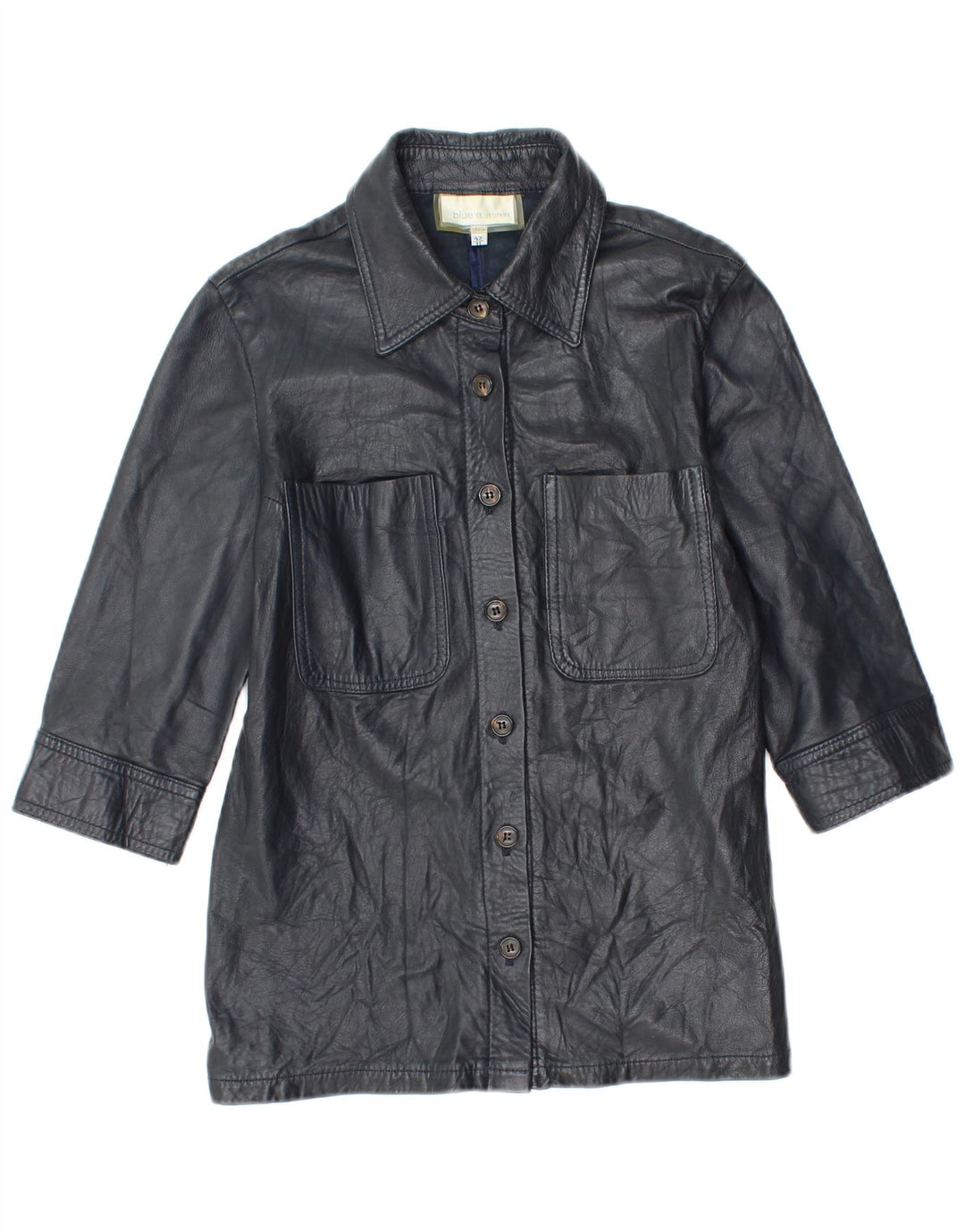 Giacca in pelle da donna con maniche a 3/4 Les Copains IT 42 Pelle media blu navy