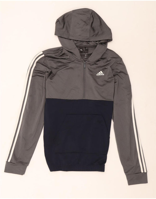 Felpa con cappuccio da uomo Adidas Small in poliestere color block grigio