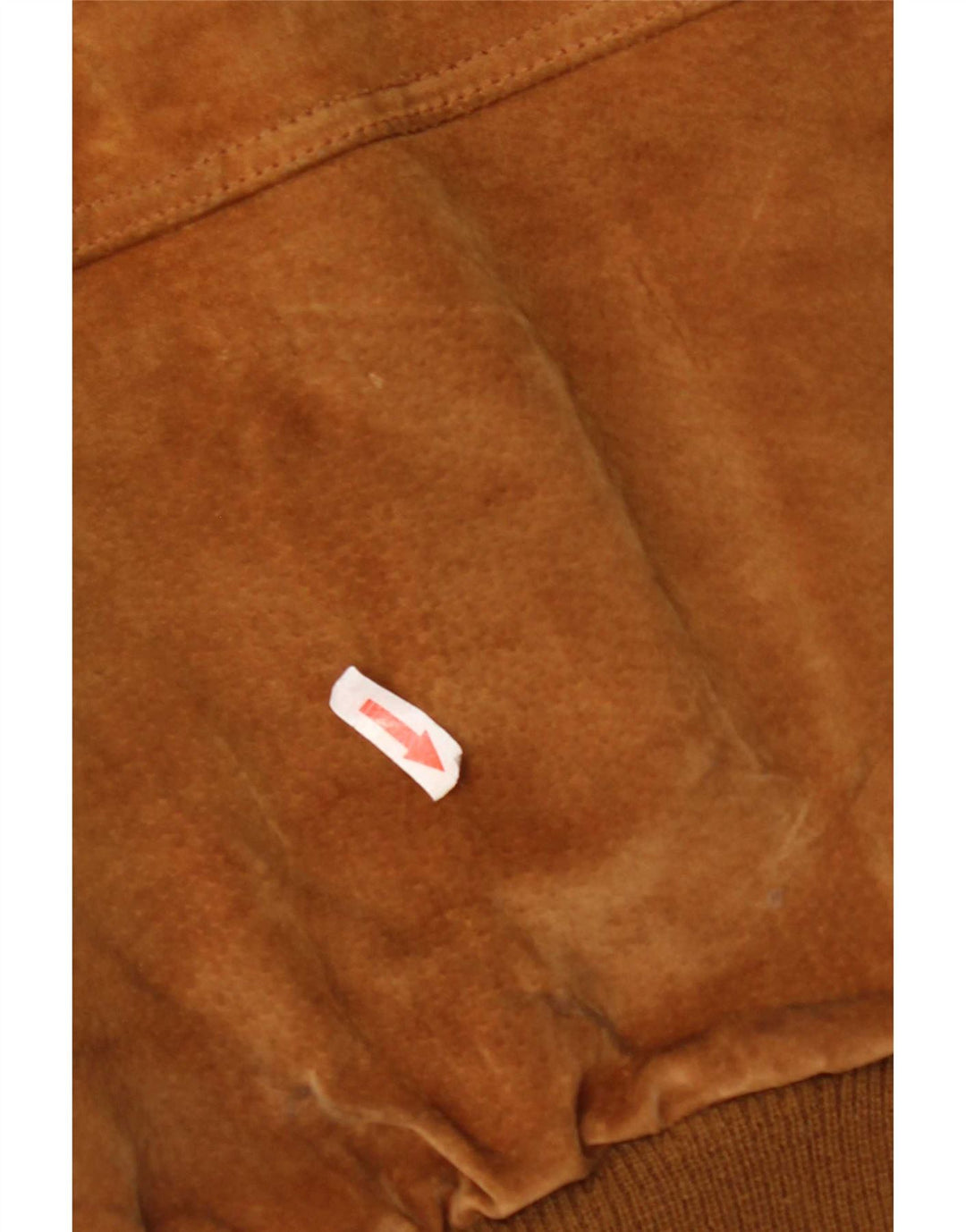 Giubbotto bomber in pelle scamosciata vintage da uomo UK 40 grande poliestere marrone