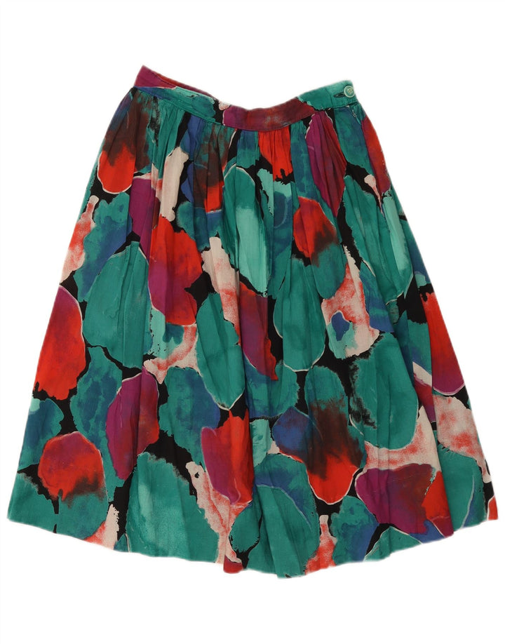 Gonna a pieghe vintage da donna con motivo astratto W26 piccola multicolore