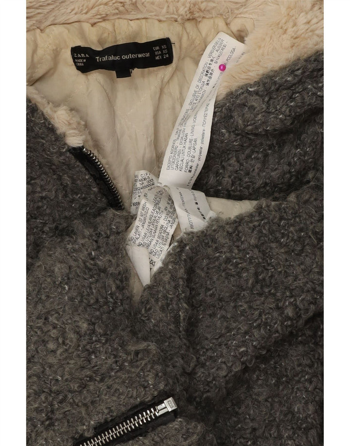 Giubbotto bomber oversize con cappuccio da donna Zara UK 6 XS poliestere grigio