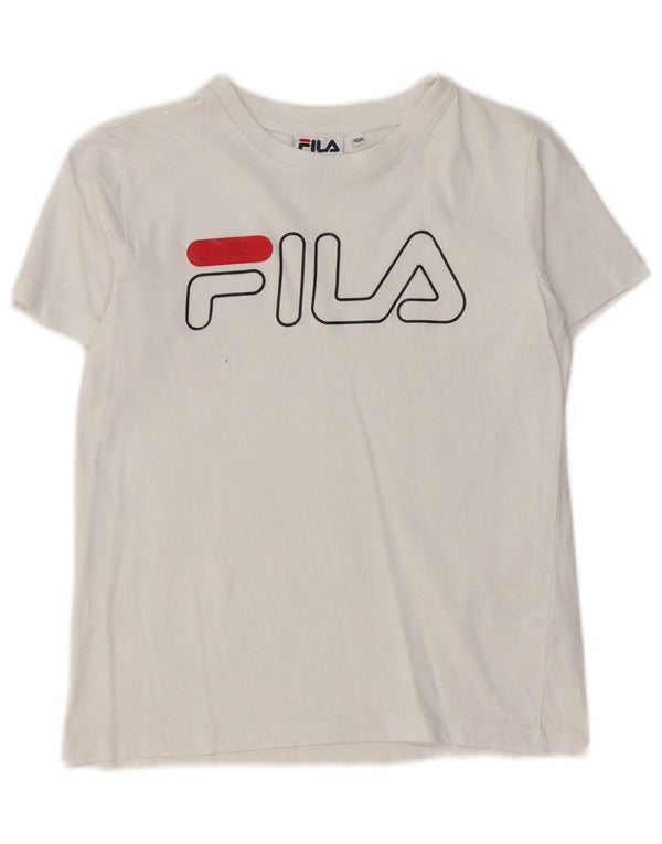 Maglietta grafica per ragazze Fila Top 9-10 anni in cotone bianco
