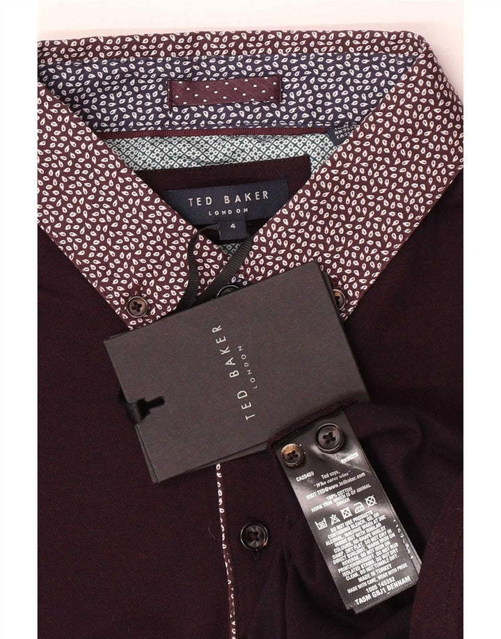 Polo da uomo Ted Baker taglia 4 grande in cotone maculato marrone