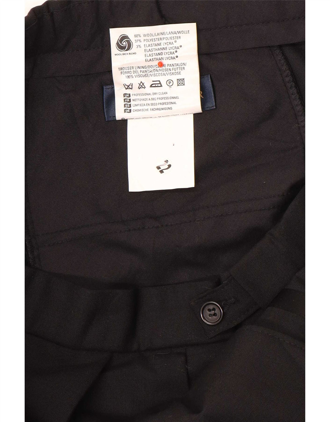 Pantaloni da abito con pegging da uomo Marks & Spencer W36 L31 lana nera