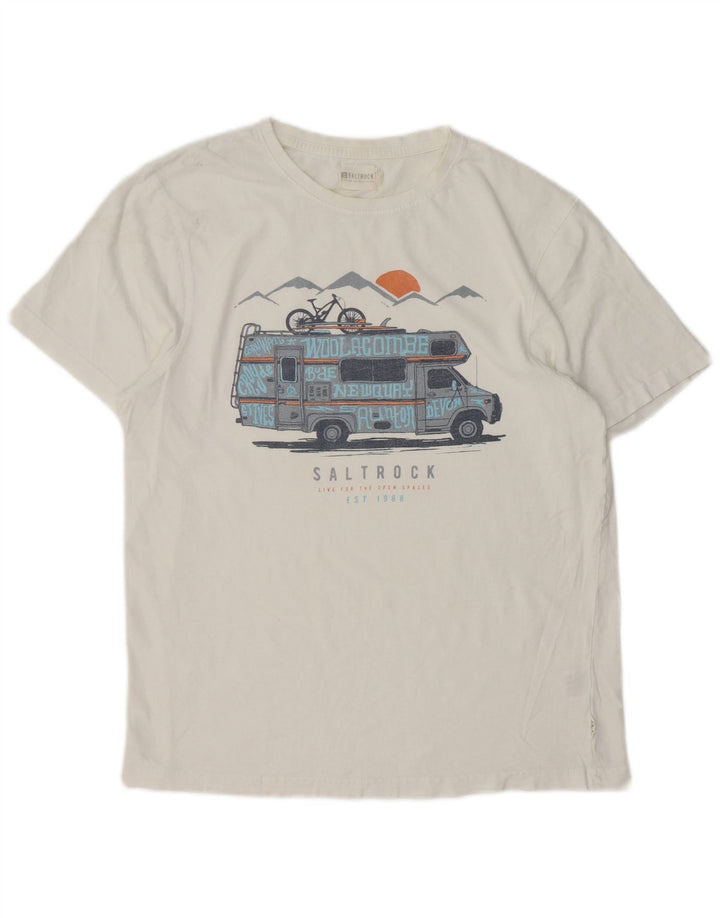 T-shirt grafica da uomo Saltrock Top piccola in cotone bianco