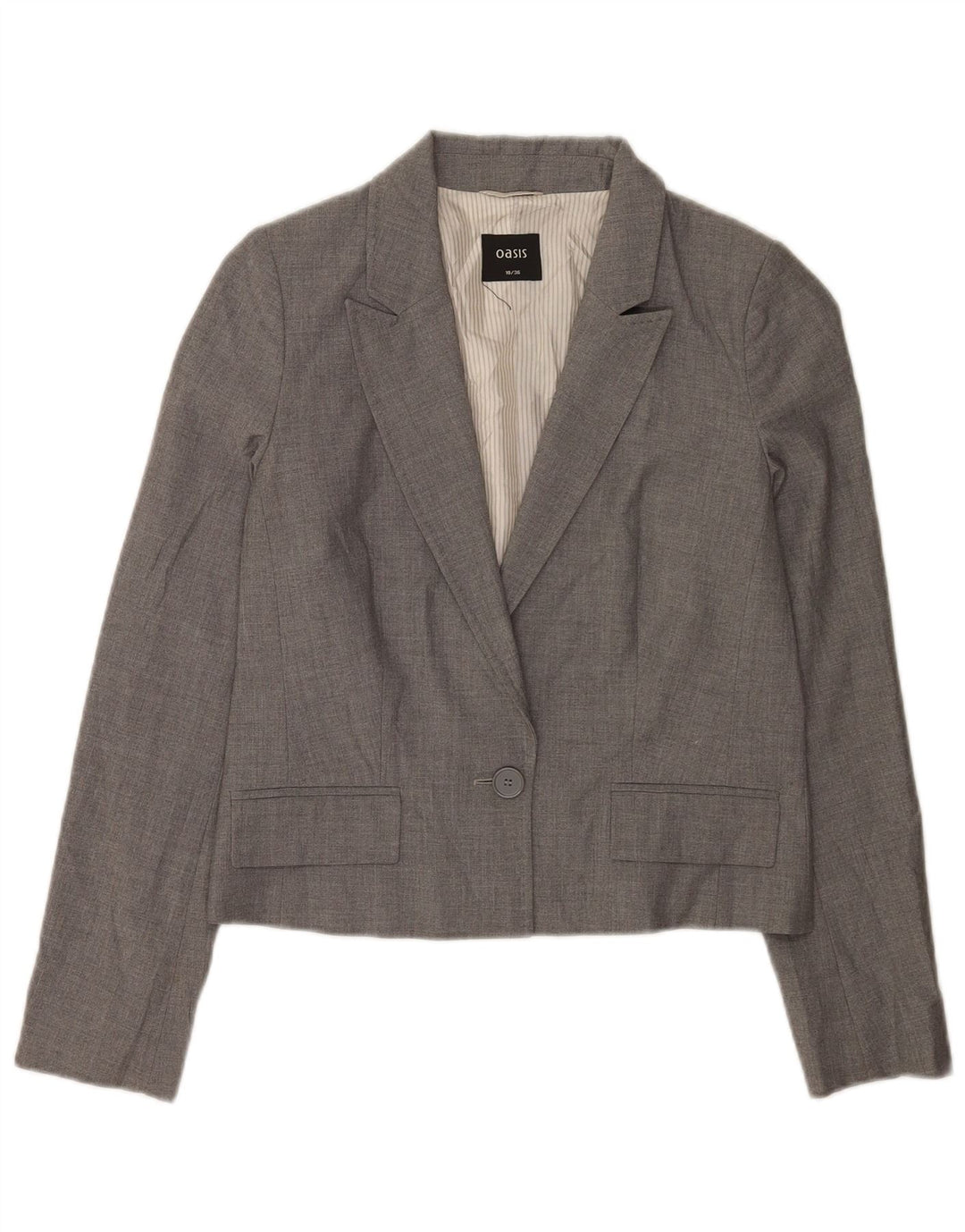 Giacca blazer da donna a 1 bottone Oasis UK 10 piccola poliestere grigio