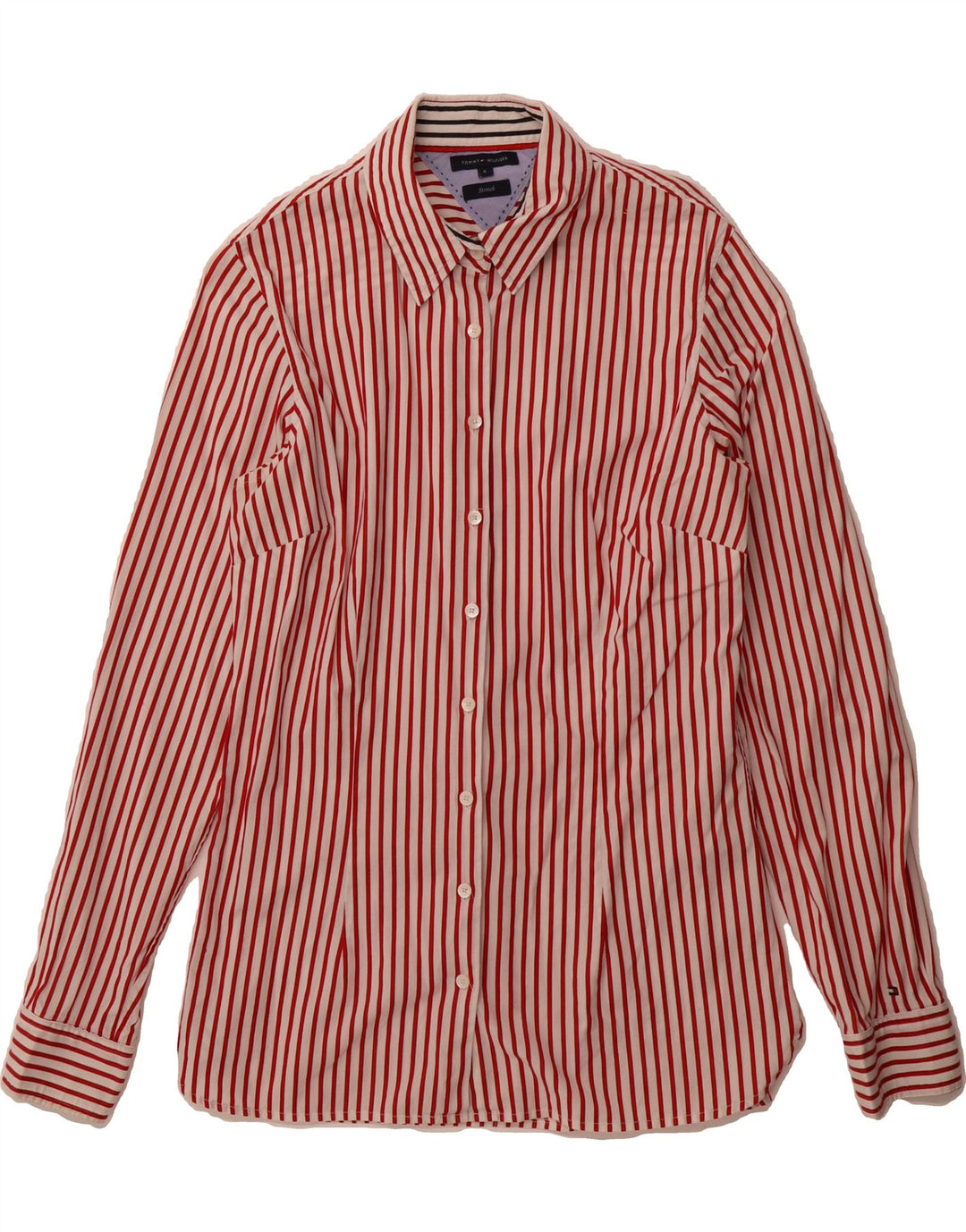 TOMMY HILFIGER Womens Shirt US 8 Medium Red Pinstripe Cotton Vintage Tommy Hilfiger and Second-Hand Tommy Hilfiger from Messina Hembry 