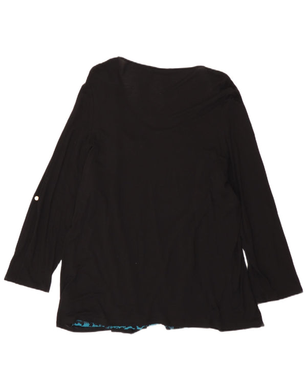 Camicetta con maniche a 3/4 da donna Marks & Spencer UK 24 4XL Stampa animalier nera