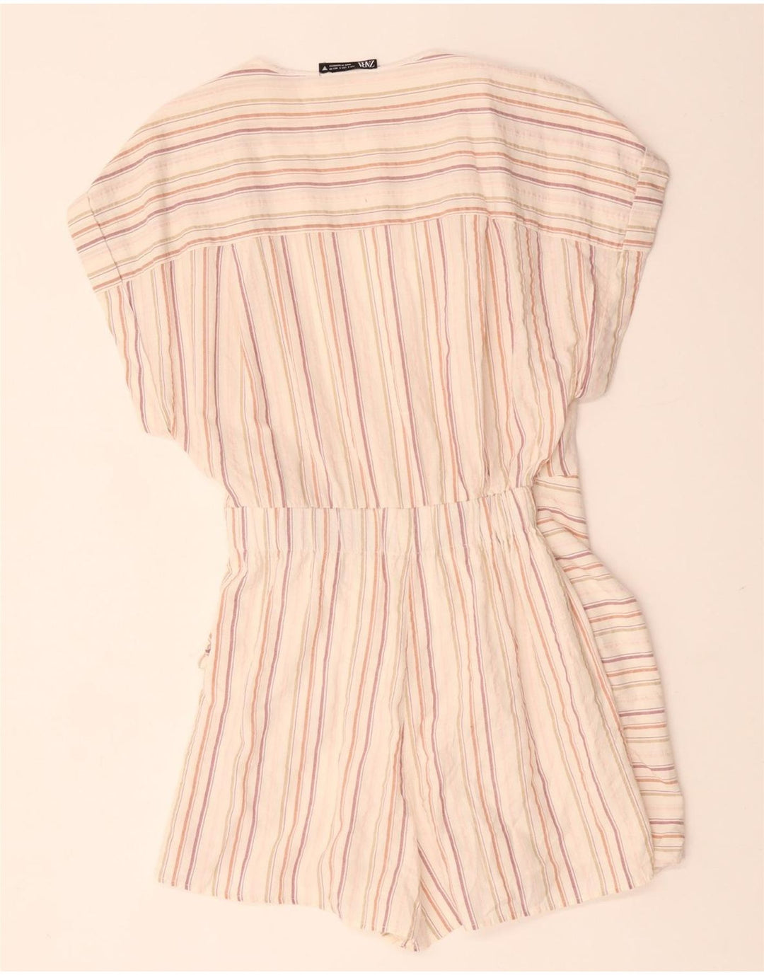 Tutina corta da donna ZARA UK 10 piccola a righe bianco sporco