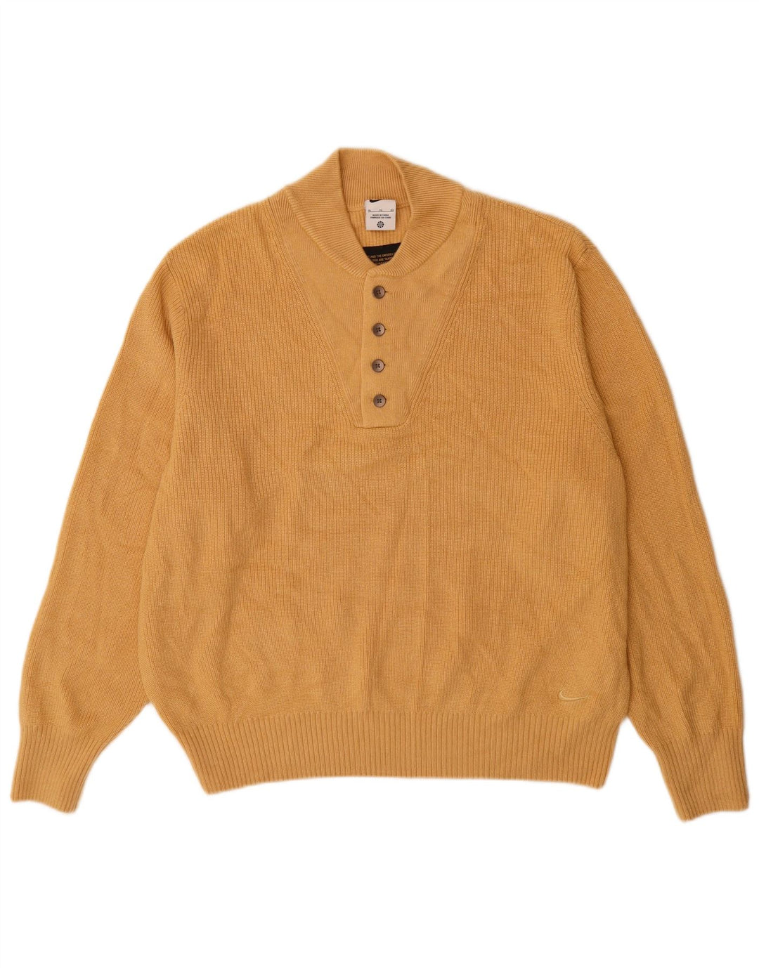 NIKE Maglione da uomo con collo abbottonato XL Poliestere beige