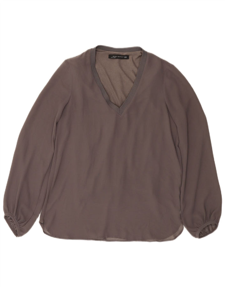Top Zara a maniche lunghe da donna UK 6 XS Grigio