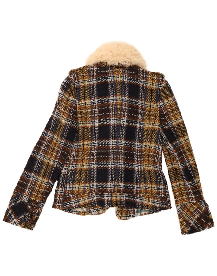 Giacca blazer da donna a 4 bottoni Drykorn UK 8 piccoli quadri multicolori