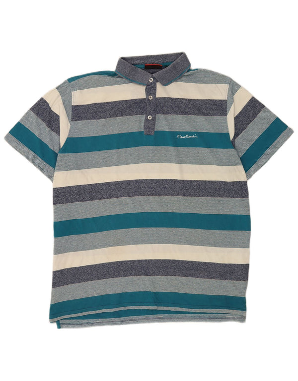 Polo Pierre Cardin da uomo vestibilità regolare 3XL cotone a righe multicolore