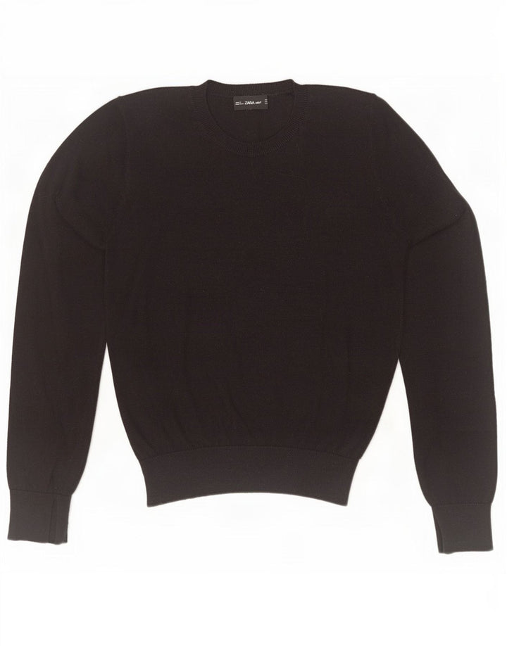 Maglione corto girocollo da donna Zara UK 12 medio nero