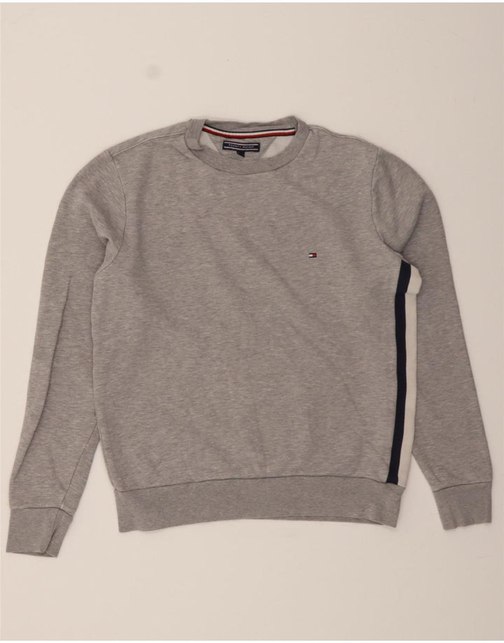 TOMMY HILFIGER Mens Sweatshirt Jumper Small Grey Colourblock Vintage Tommy Hilfiger and Second-Hand Tommy Hilfiger from Messina Hembry 