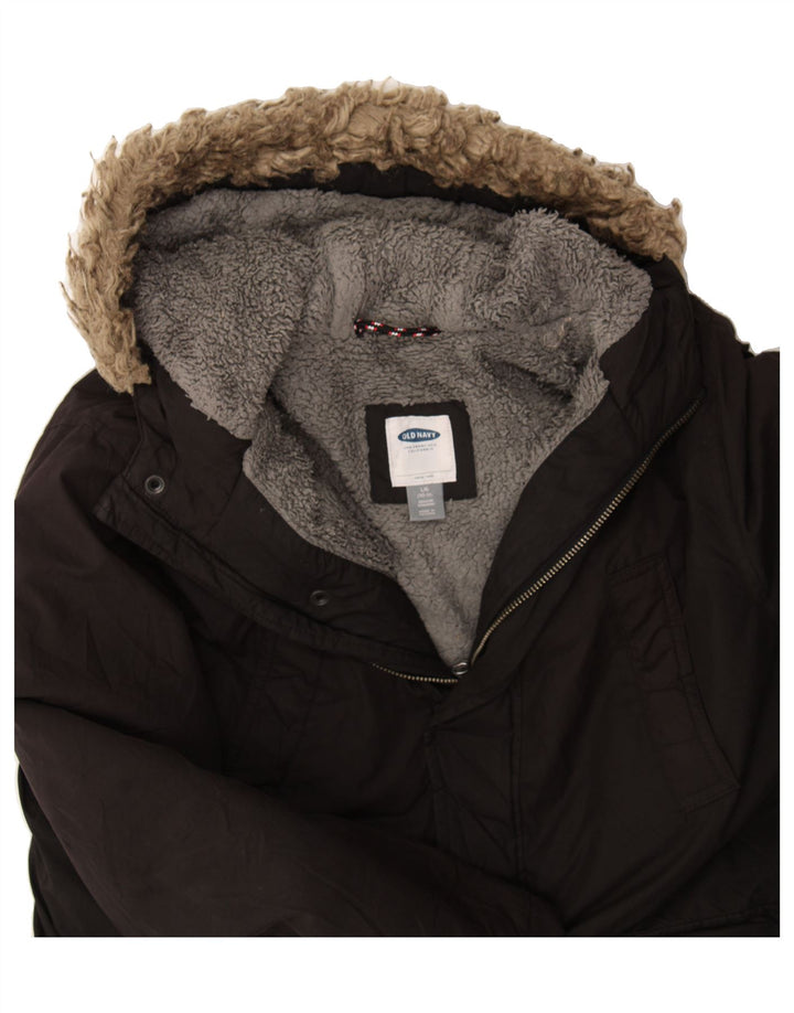 OLD NAVY Boys Hooded Windbreaker Jacket 10-11 Years Large Brown Acrylic Vintage Old Navy and Second-Hand Old Navy from Messina Hembry 