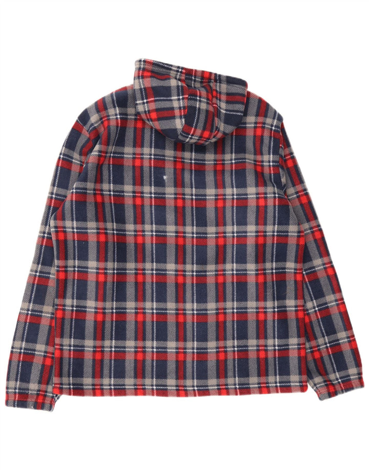 Giacca in pile con cappuccio da uomo Toptex UK 54/56 grande quadretto multicolore