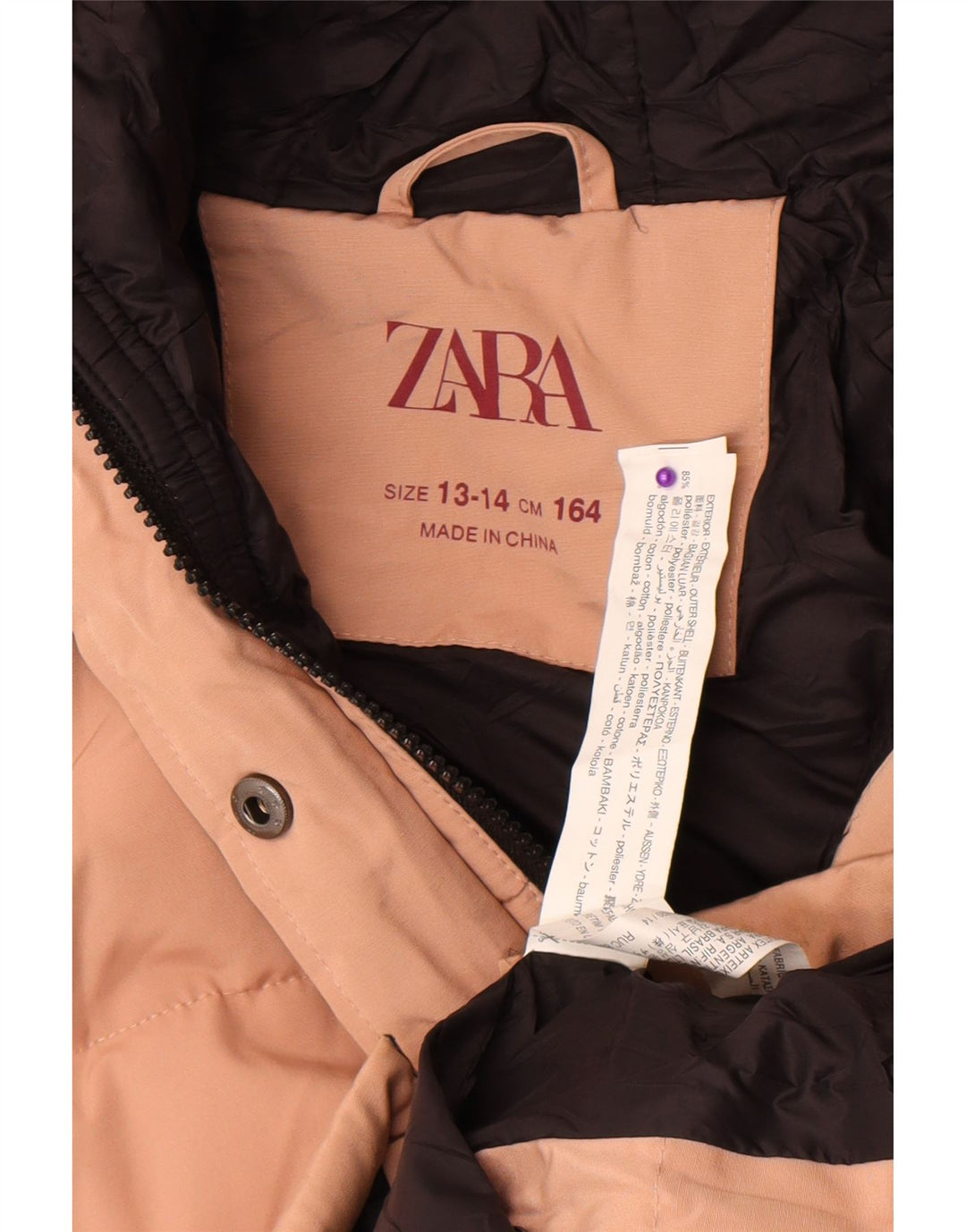Giacca imbottita con cappuccio per ragazze Zara 13-14 anni in poliestere rosa