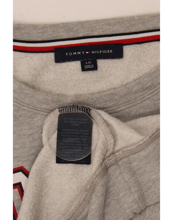 Felpa oversize con grafica da donna Tommy Hilfiger Maglione UK 16 Large Grigio