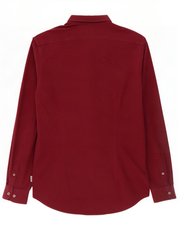 Camicia slim fit da uomo Calvin Klein Jeans misura grande in cotone bordeaux