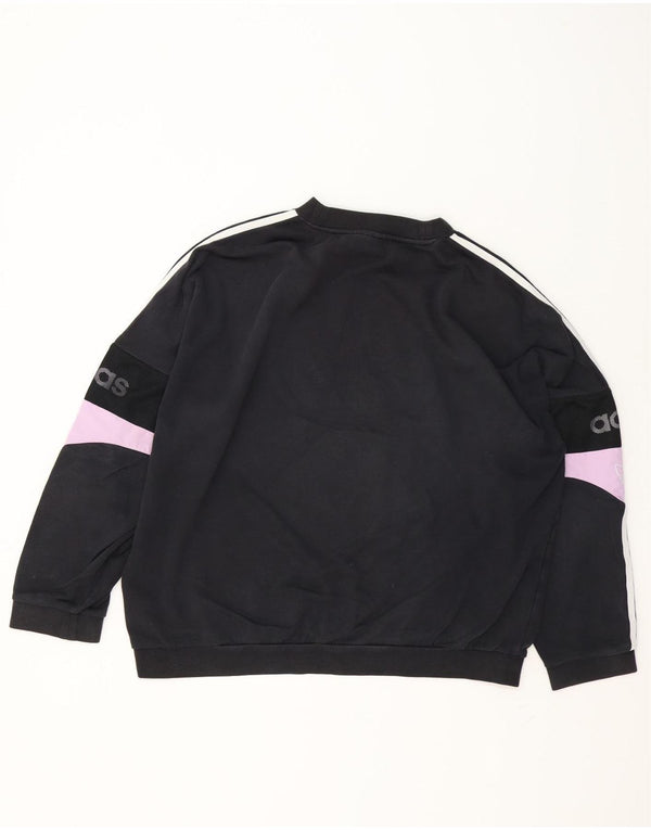 Felpa grafica da donna Adidas Jumper UK 16 Large Black Colourblock