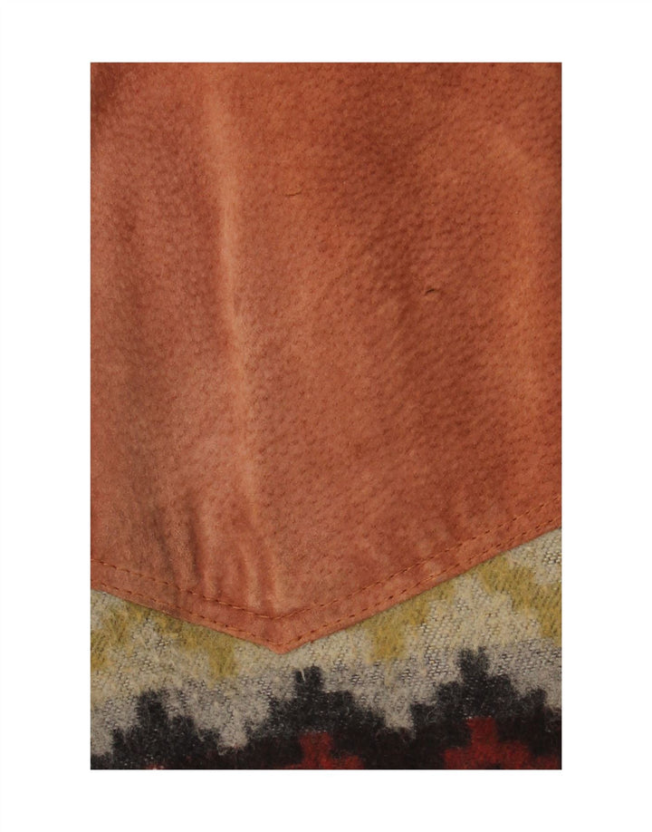 Cappotto vintage da uomo in pelle scamosciata scamosciata EU 50 grande pelle geometrica marrone