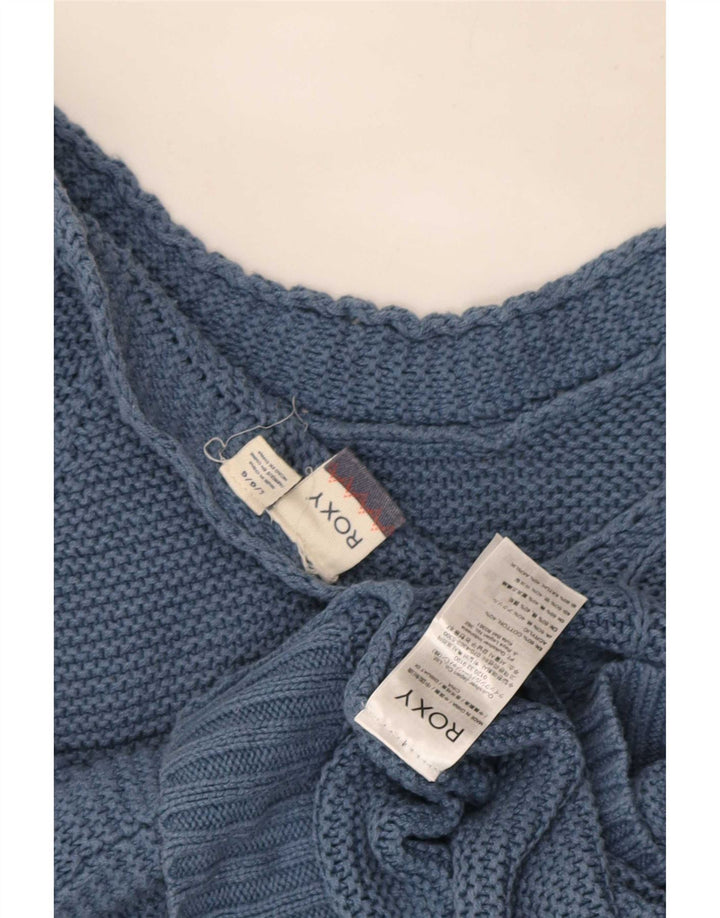 Maglione da donna Roxy corto oversize con scollo a V UK 16 grande cotone blu