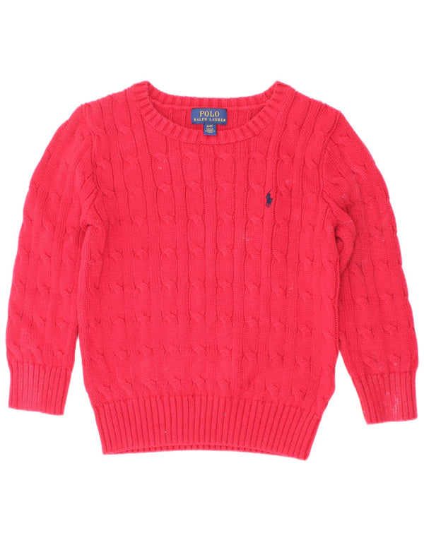 Polo Ralph Lauren Maglione da ragazzo con scollo a barca 3-4 anni in cotone rosso