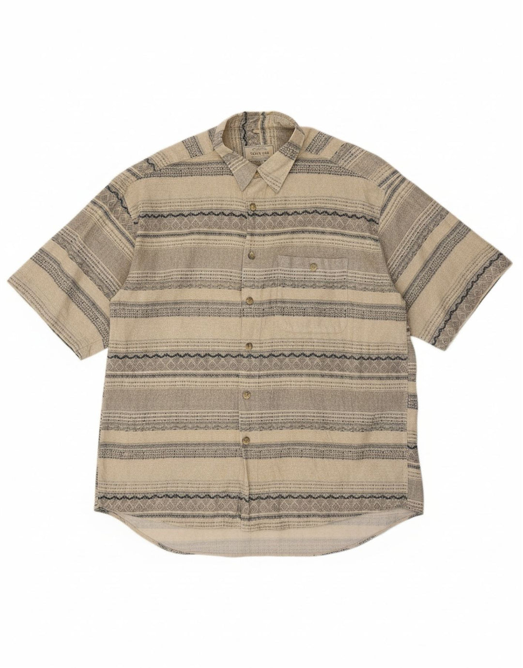 ANDRE LEON Mens Short Sleeve Shirt 2XL Beige Striped