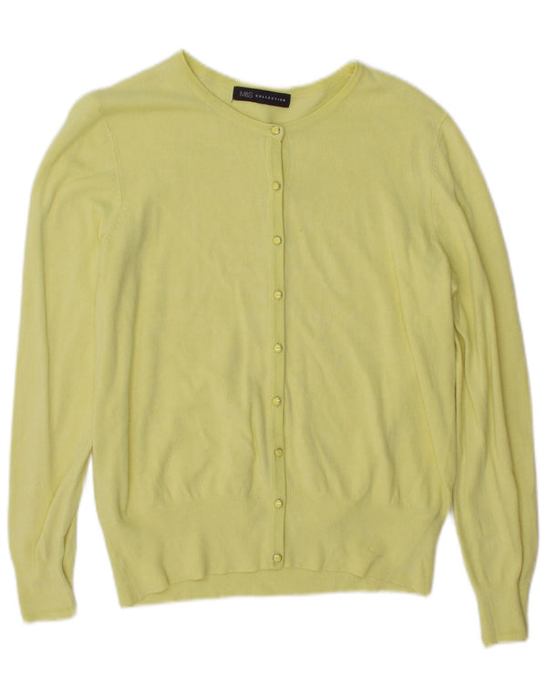 Maglione cardigan da donna Marks & Spencer UK 14 grande viscosa gialla