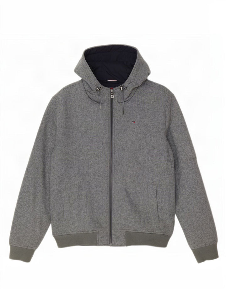 Maglione con cappuccio e zip da uomo Tommy Hilfiger Poliestere grigio medio