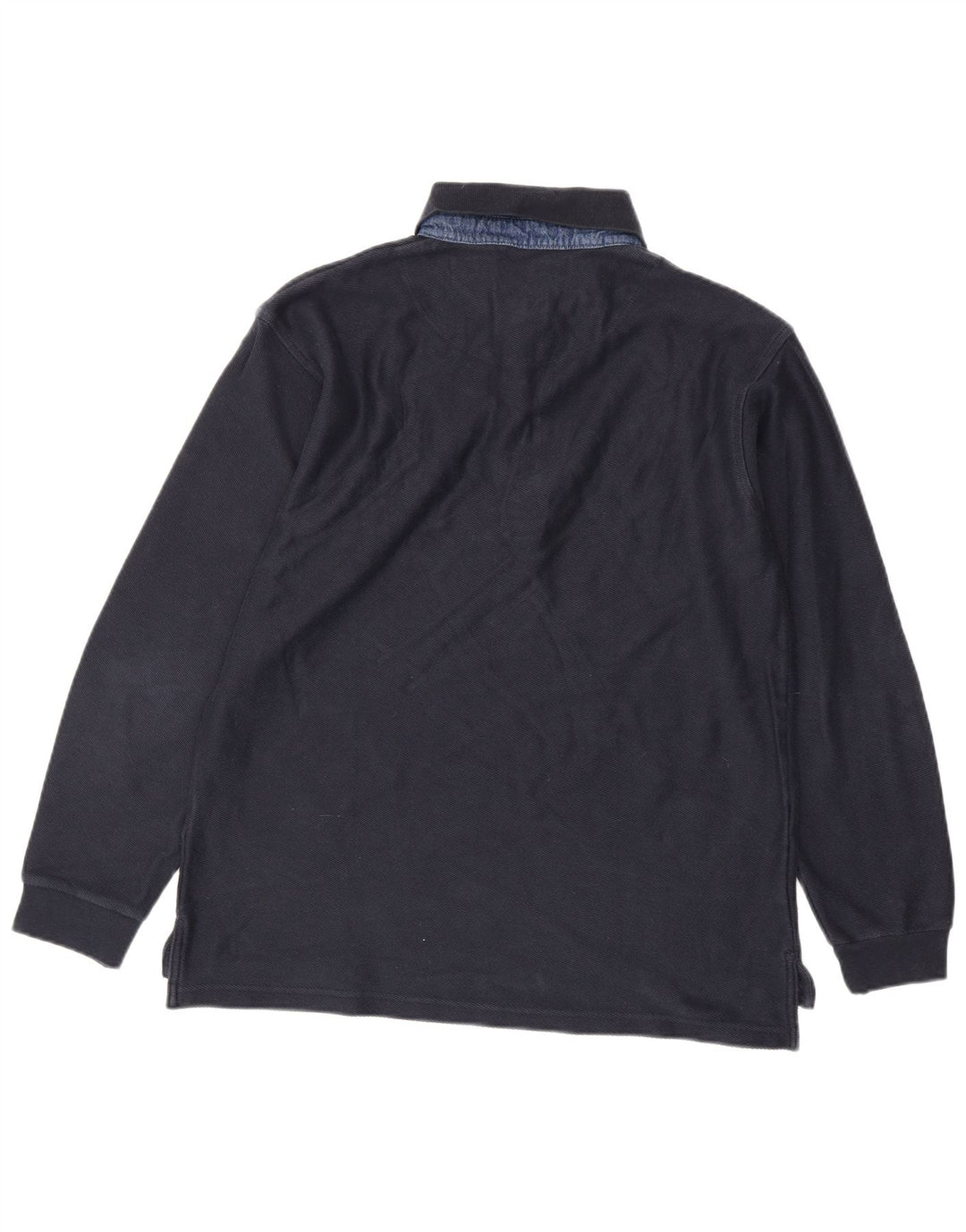 Polo da uomo a maniche lunghe Slam grande in cotone blu navy