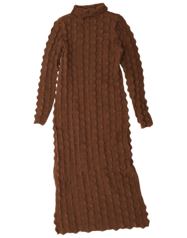 Abito maglione a maniche lunghe da donna Zara UK 10 piccolo in acrilico marrone