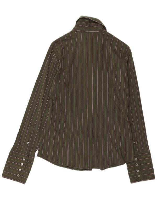 Camicia da donna Benetton UK 14 Cotone a righe grandi verdi