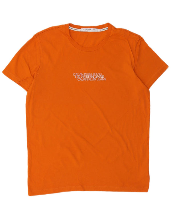 Maglietta grafica da uomo Calvin Klein Jeans Top XL in cotone arancione
