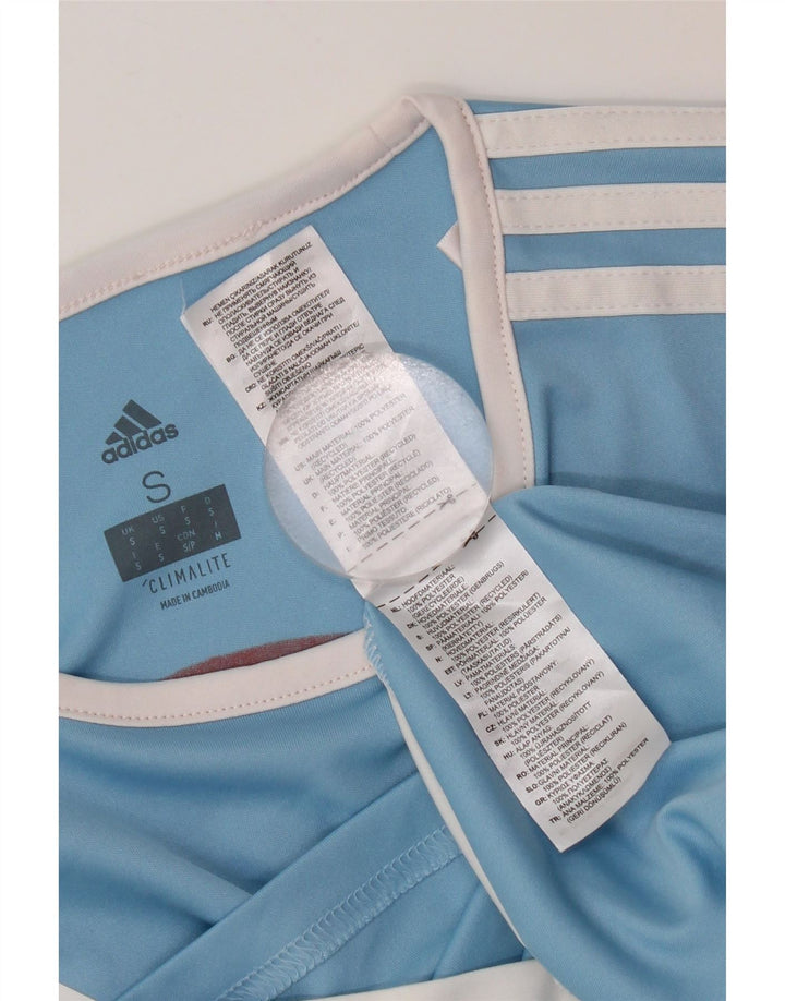 T-shirt grafica Adidas da uomo Climalite Top piccolo in poliestere color block blu