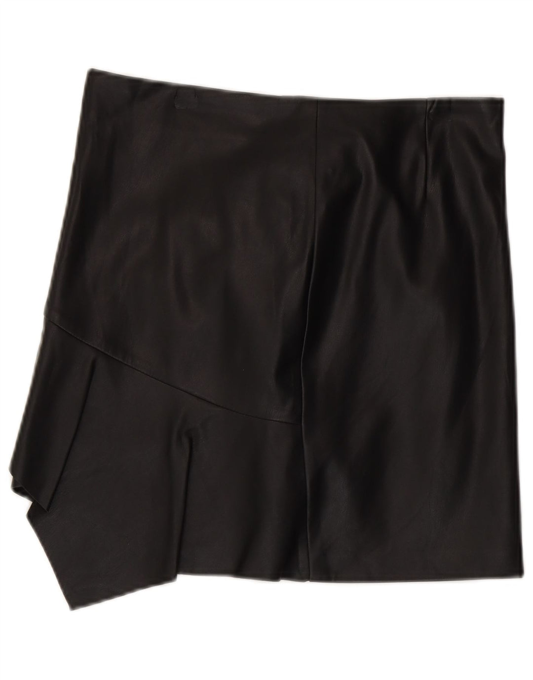 Gonna asimmetrica in pelle da donna Sisley UK 12 media W30 poliestere nero