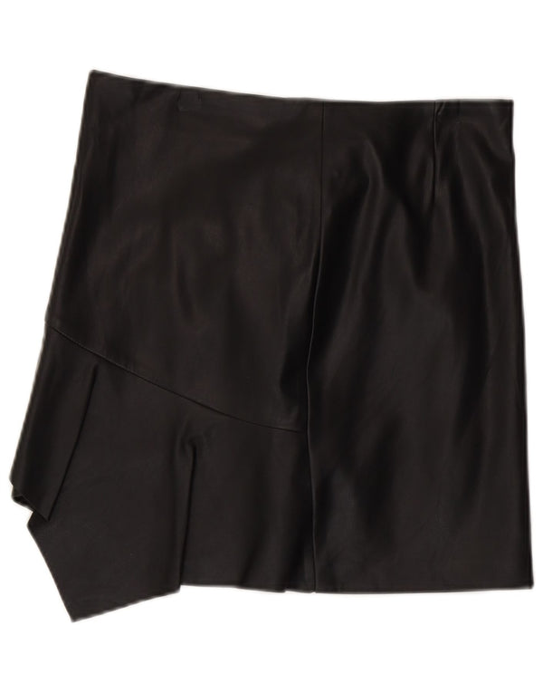 Gonna asimmetrica in pelle da donna Sisley UK 12 media W30 poliestere nero