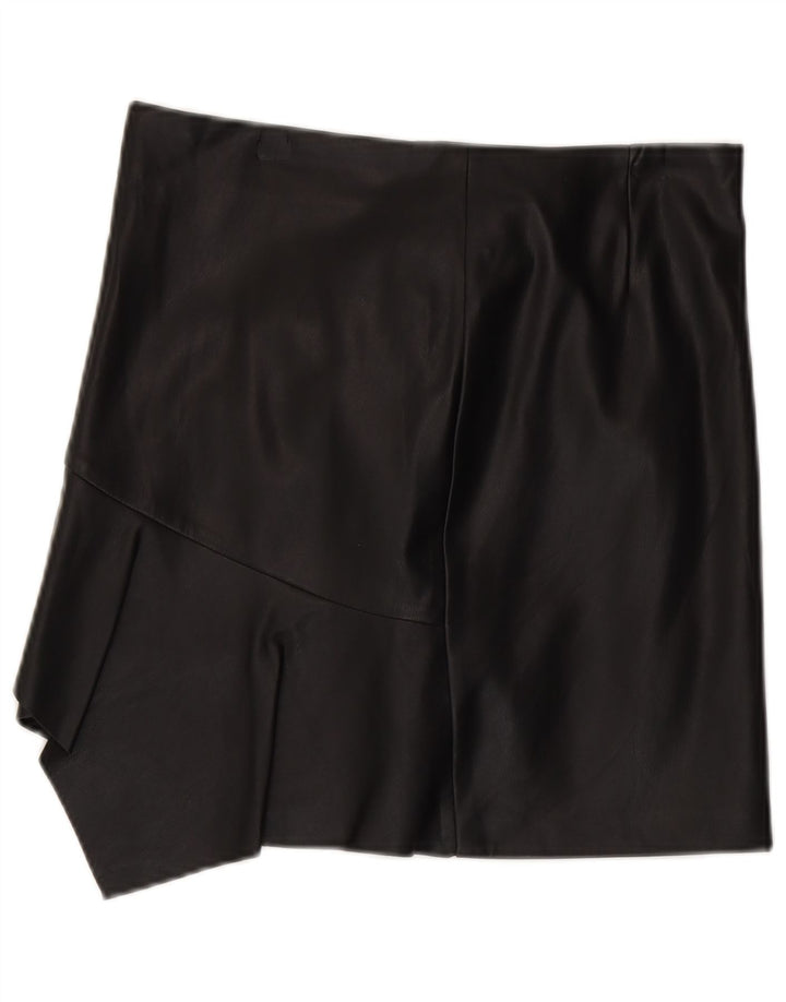 Gonna asimmetrica in pelle da donna Sisley UK 12 media W30 poliestere nero