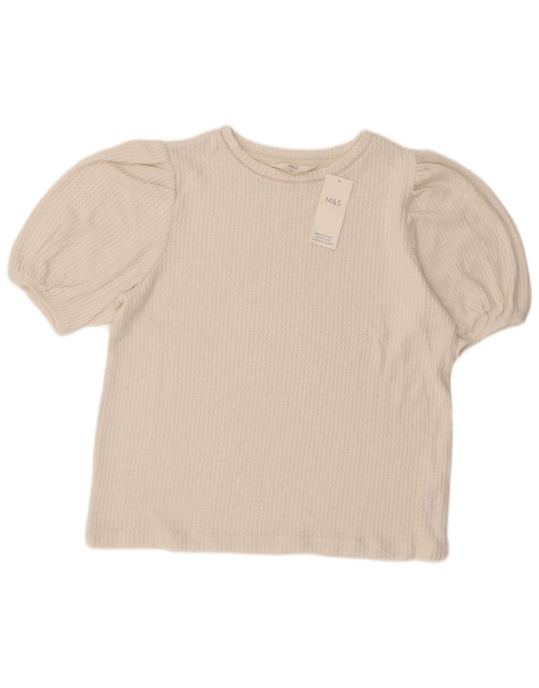 Top camicetta da donna Marks & Spencer UK 14 Viscosa bianca media