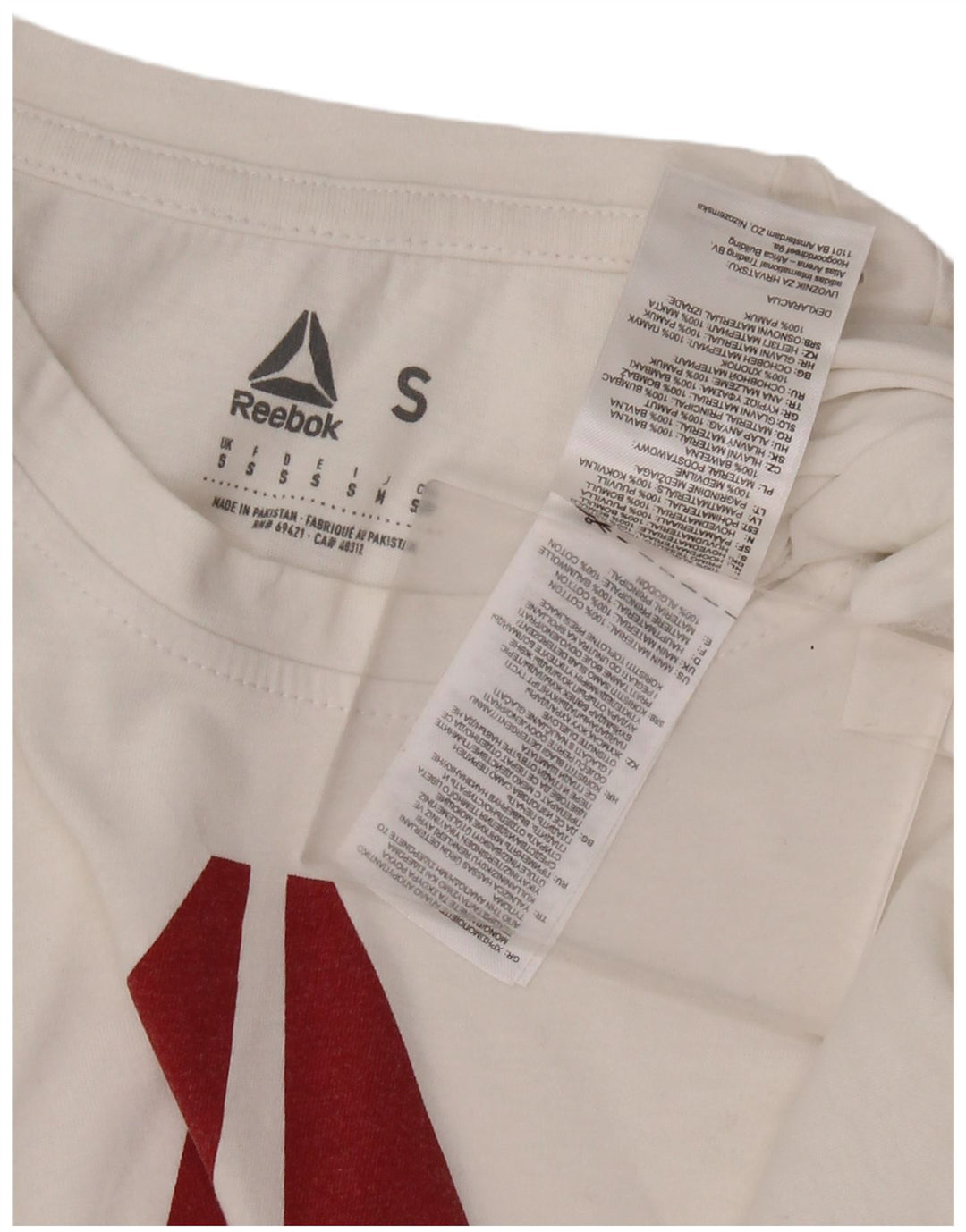 T-shirt grafica da uomo REEBOK Top piccola in cotone bianco