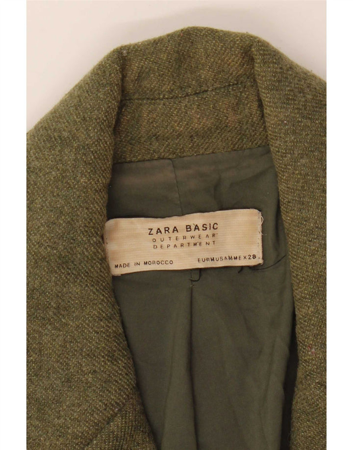 Giacca blazer doppiopetto da donna Zara UK 12 poliestere kaki medio