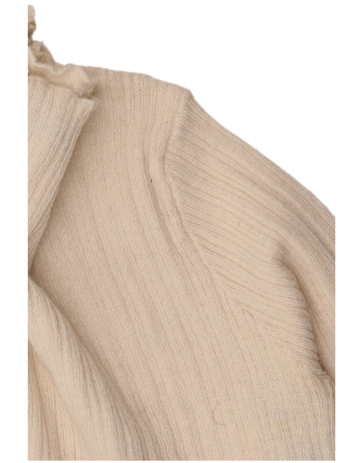 Maglione corto da donna Zara con collo alto, UK 8, piccolo, in poliestere bianco sporco