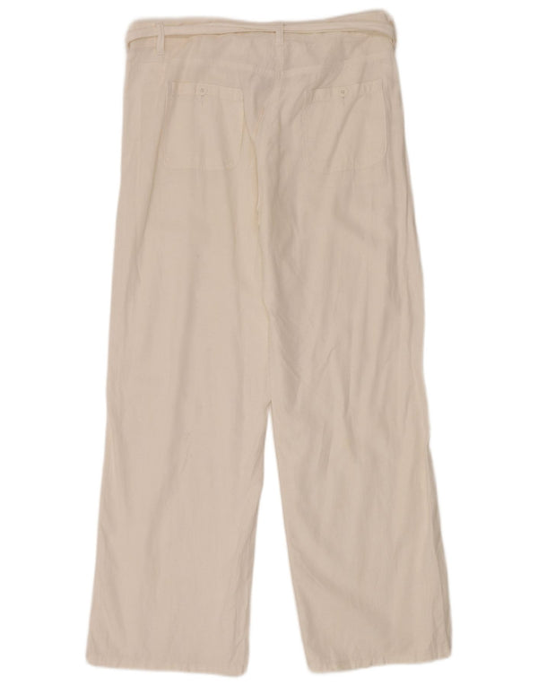 Pantaloni casual dritti da donna Marks & Spencer UK 14 Large W38 L30 Bianco