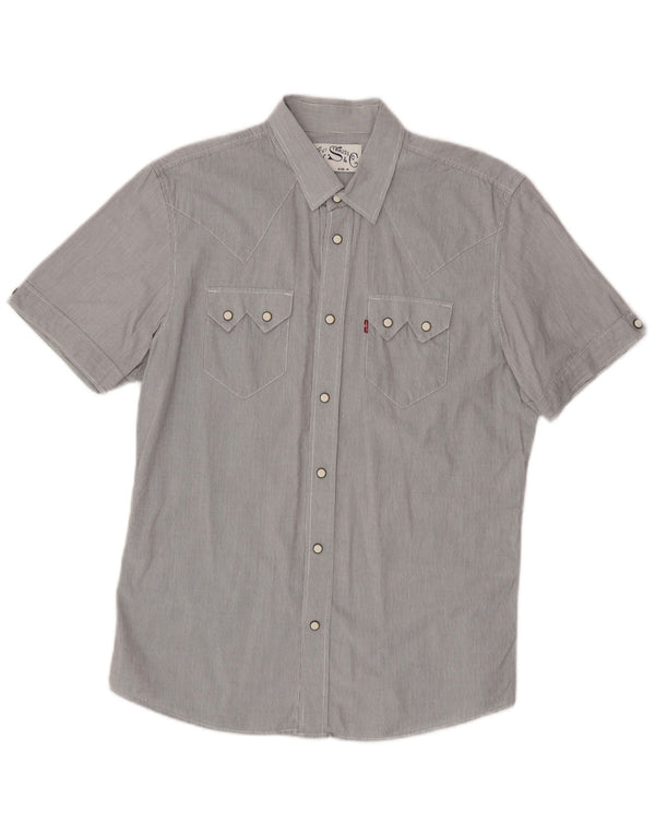 Camicia a maniche corte da uomo Levi's in cotone gessato grigio medio