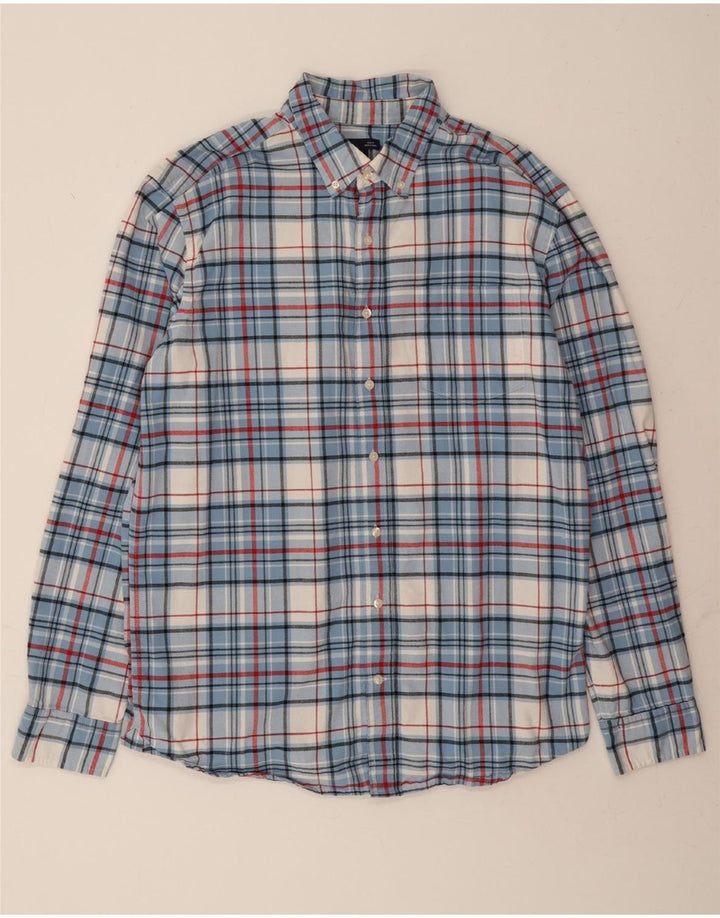 GAP Mens Slim Fit Flannel Shirt XL Blue Check Cotton Vintage Gap and Second-Hand Gap from Messina Hembry 