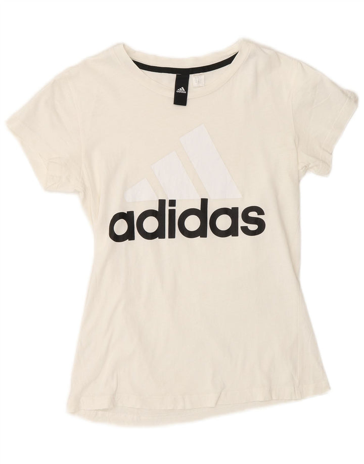 T-shirt grafica da donna Adidas Top UK 10 piccola bianca