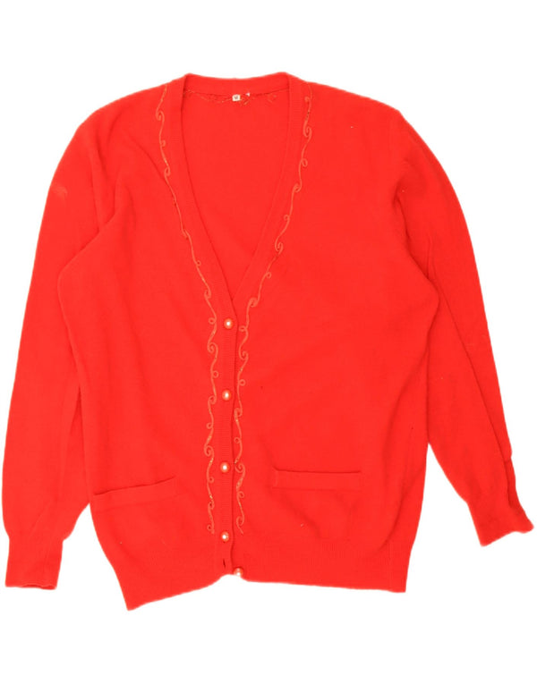 Maglione cardigan vestibilità ampia da donna Andrea Mare UK 14 Medium Red Paisley
